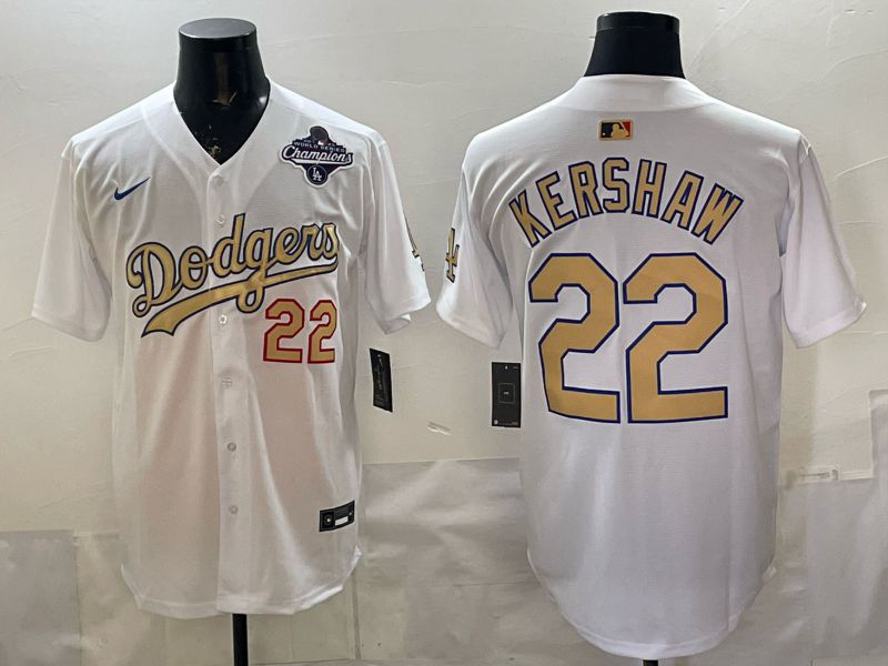 Men Los Angeles Dodgers #22 Kershaw White Gold 2026 Nike Game MLB Jersey 0084